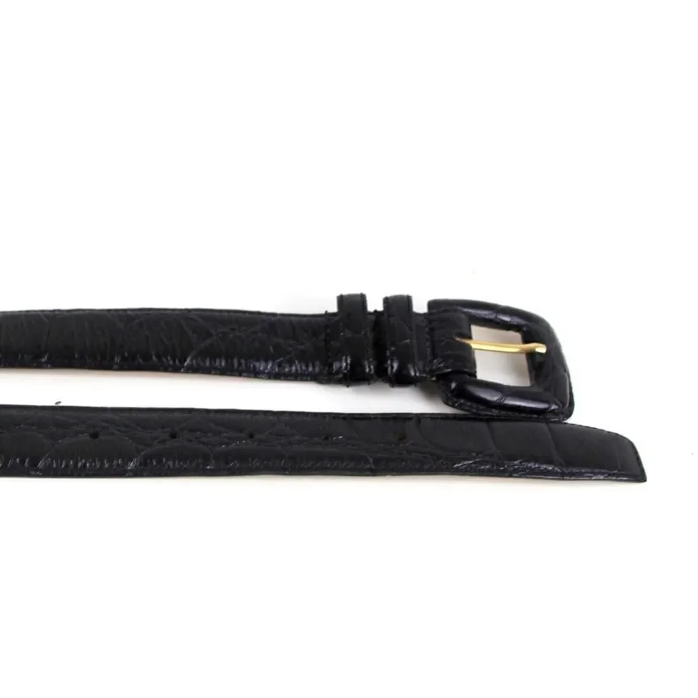 VTG WCM NY CROCO PRINT BLACK GENUINE LEATHER 1 1/8